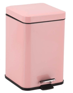 FOOT PEDAL STAINLESS STEEL TRASH BIN SQUARE 6L PINK