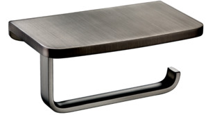 Bathroom Accessories: CUBIC TOILET ROLL HOLDER WITH SHELF GUN METAL