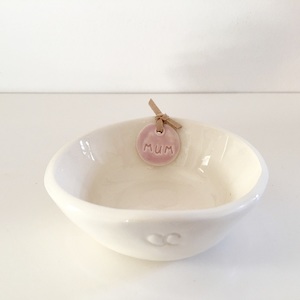 Little Ceramic Bowl with cream tag Mum - Living Well With Steph