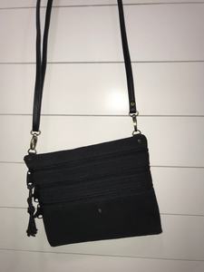 Zarat Zippy Organiser/Travel Purse - leather straps - black - Living Well With Steph
