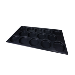 Products: CBS Hamburger Bun Tray - Large - 5,4,5 - 127mm Round x 25mm Deep - Creative Bakery Solutions