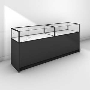 Glass Display Cabinets: Double Glass Display Counter, Frameless Front, Large Base Cabinet (GDC012)
