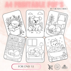 Bundle ONE - 6 colouring pages ready to print Creative Hero NZ