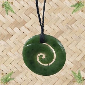 New Zealand Jewellery: NZ Greenstone Closed Koru Pendant - 60mm.