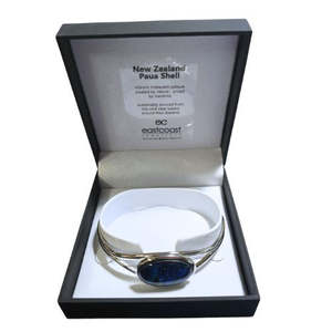 Paua Cuff Bangle Oval - Silver