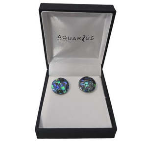 Jewellery: Paua Shell Mosaic Round Earrings