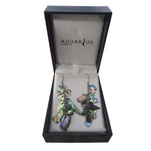 Paua Shell Chip Dangling Earrings