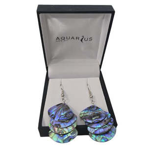 Jewellery: Paua Fan Shell 4 Drop Earrings