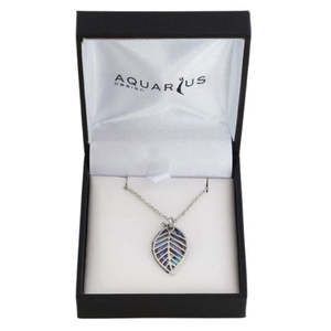 Paua Leaf Filigree Pendant with Crystal - 45mm