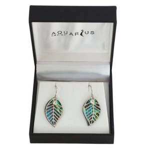 Jewellery: Paua Leaf Filigree Earrings with Crystal