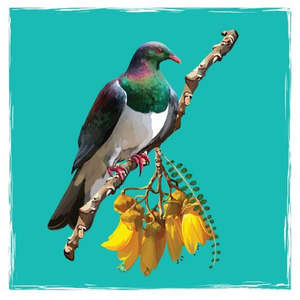 Native Bird Coaster Set - Kereru on Kowhai