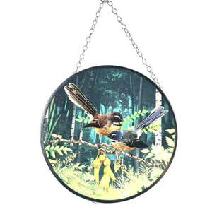 Native Bird Glass Sun Catcher - Fantails