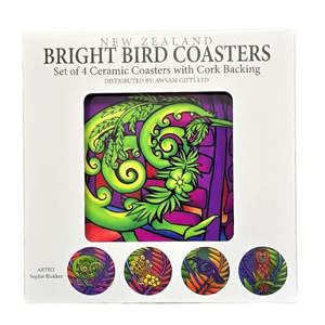 Gifts: Sophie Blokker Ceramic Coasters - Birds - Bright