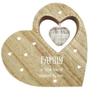 Gifts: Wooden Sitting Heart Family