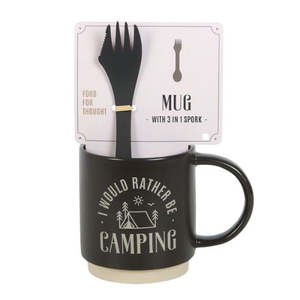 Gifts: I'd Rather Be Camping Ceramic Mug with 3-in-1 Spork