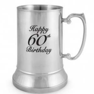 Birthdays: Stainless Steel Beer Tankard - Happy 60th