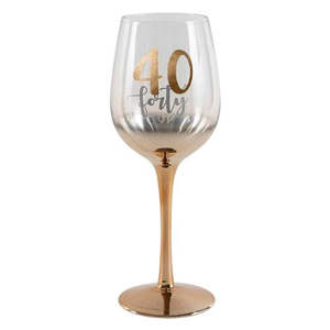 Rose Gold Ombre Stem Wine Glass - 40th