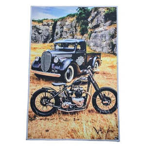 Mancave: Ford Pickup & Triumph Bike Mat