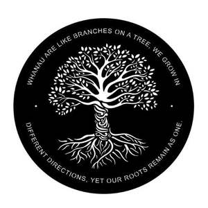 Metal Wall Art: Whanau Tree of Life Black Silhouette Round