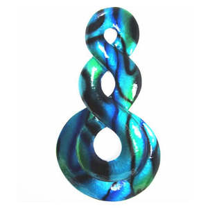 Metal Wall Art: Koru Triple Twist Metal Wall Hanging Blue Green - Small