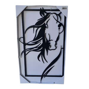 Metal Wall Art: Horse Head in Frame Metal Wall Art