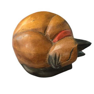 Wooden Sleeping Cat