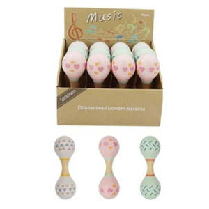 Baby: Wooden Maracas Rattle - Pastel