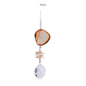 Wind Chimes Spinners: Peach Agate Slice Natural Crystal Suncatcher