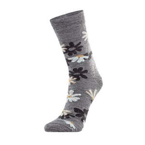 Womens Merino Socks - Daisy Bloom - Grey