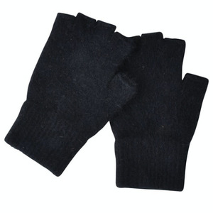 Possum & Merino Fingerless Gloves - Black