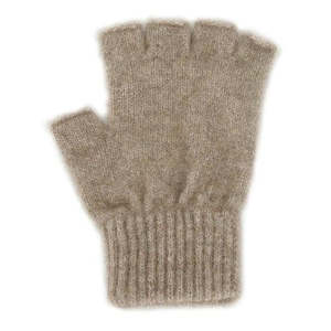 Possum & Merino Fingerless Gloves - Wheat