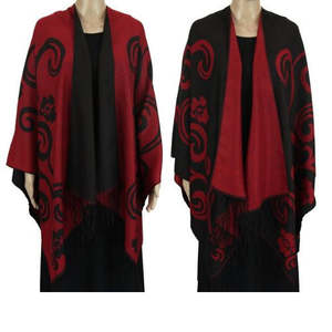 Clothing: Red Curls Reversable Cape with Tassels