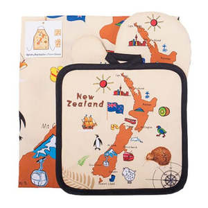 Manchester: Map & Icons Tea Towel, Pot Holder & Oven Glove Set