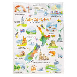 Manchester: NZ in Watercolour Tea Towel