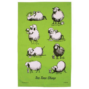Manchester: Tea Time Sheep Tea Towel  Green