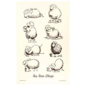 Manchester: Tea Time Sheep  Tea Towel Natural