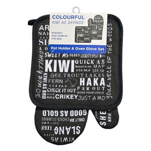 Manchester: Kiwi As Sayings Pot Holder & Oven Glove Set