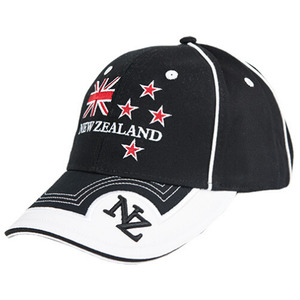 Hats Beanies: Adults NZ Flag Black Cap