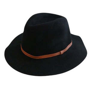 Hats Beanies: Wool Felt Hat - Black - Small