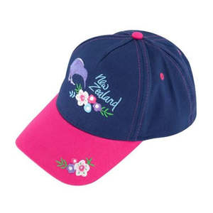 Hats Beanies: Kids Kiwi & Bouquet Flowers Cap - Navy