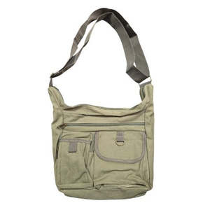 Khaki Canvas Shoulder Bag