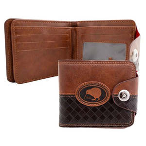 Handbags Wallets: Mens NZ Kiwi Brown Wallet with Magnet Clasp