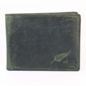 Mens Greenstone Edition Leather Wallet with Hidden Note Pocket