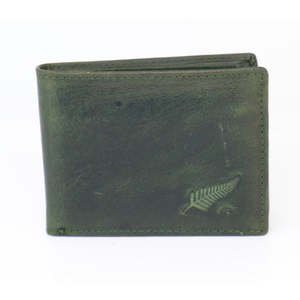 Mens Greenstone Edition Leather Wallet with ID Flap