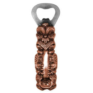 Souvenirs: Whakairo Tiki Totem Bottle Opener Magnet - Copper
