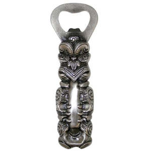 Whakairo Tiki Totem Bottle Opener Magnet - Pewter