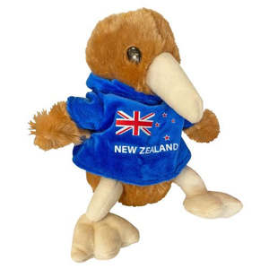 Kiwi With NZ Flag Hoody Blue - 19cm