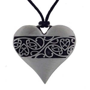 Pewter: Heart Kowhaiwhai Pewter Pendant