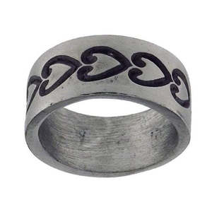Pewter: Pewter Mens Ring Kowhaiwhai Pattern