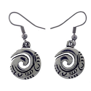 Spiral Koru Open Pewter Earrings